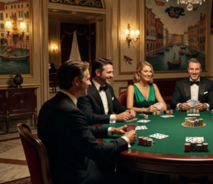 Invités souriants autour d'une table de poker récréatif lors d'une soirée privée